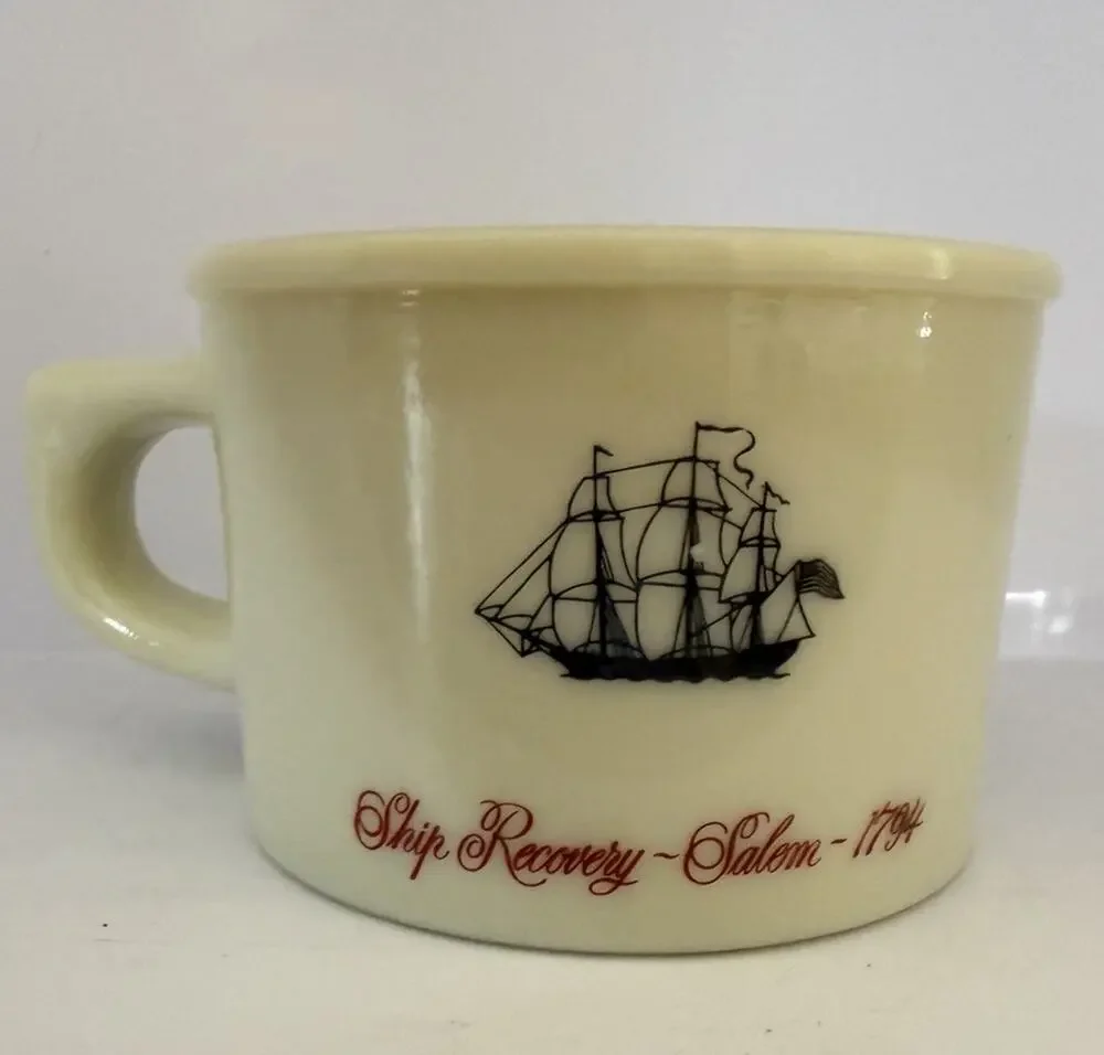 Vintage Shulton OLD SPICE SHAVING MUG Ship Recovery SALEM 1794 Glass